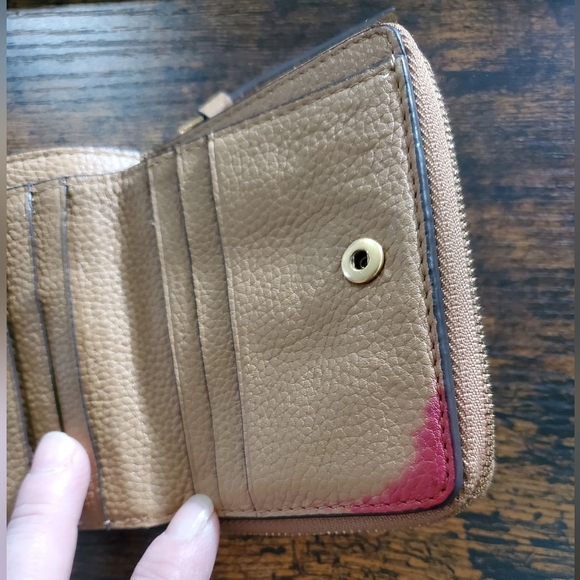 Tory Burch McGraw Bi-Fold Wallet Womens  Leather Camel Brown - Picture 8 of 16